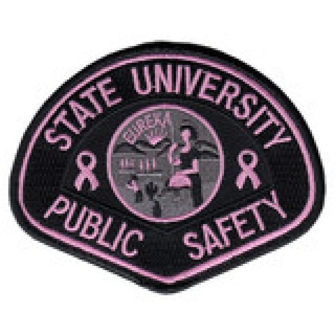 CALIFORNIA STATE UNIVERSITY PUBLIC SAFETY PINK SHOULDER PATCH - SEW ON.